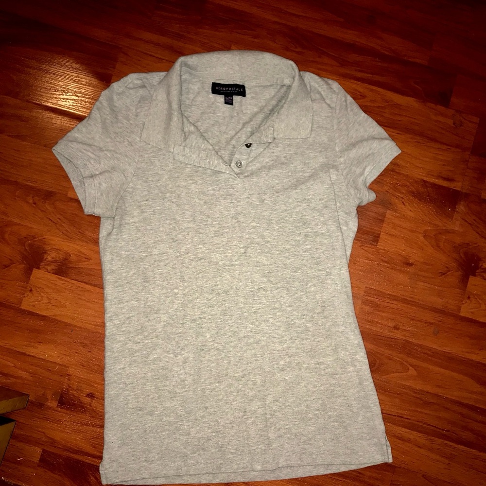 Aeropostale Juniors Uniform Gray Polo Shirt Size XL